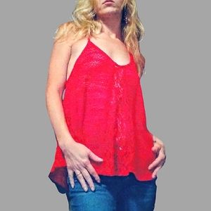 Red Lace Halter Top Size medium